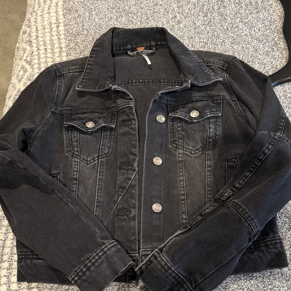 Free People Charcoal Denim Jacket